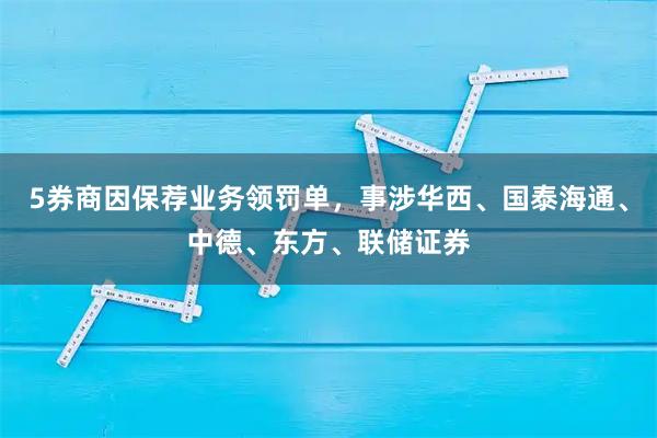 5券商因保荐业务领罚单,事涉华西、国泰海通、中德、东方、联储证券